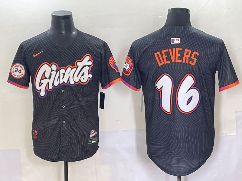 Men 2025 San Francisco Giants #16 Devers Black Joint Name Nike MLB Jersey style 8